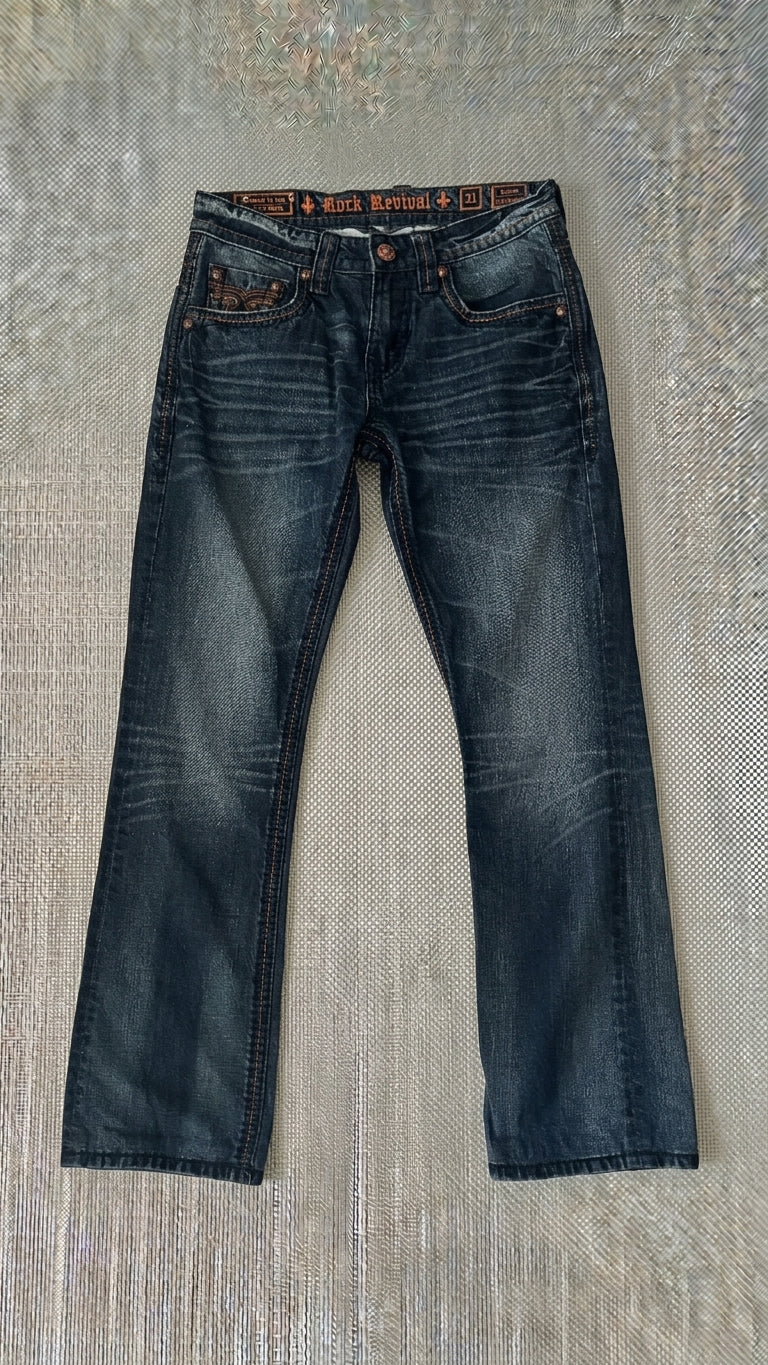 Rock Revival Embroidered Baggy Jeans