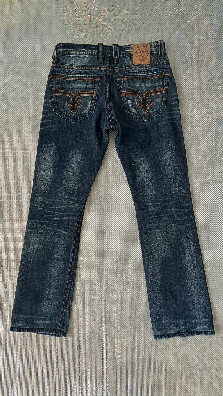 Rock Revival Embroidered Baggy Jeans