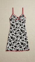 Contrast Trim Floral Jacquard Mini Slip Dress
