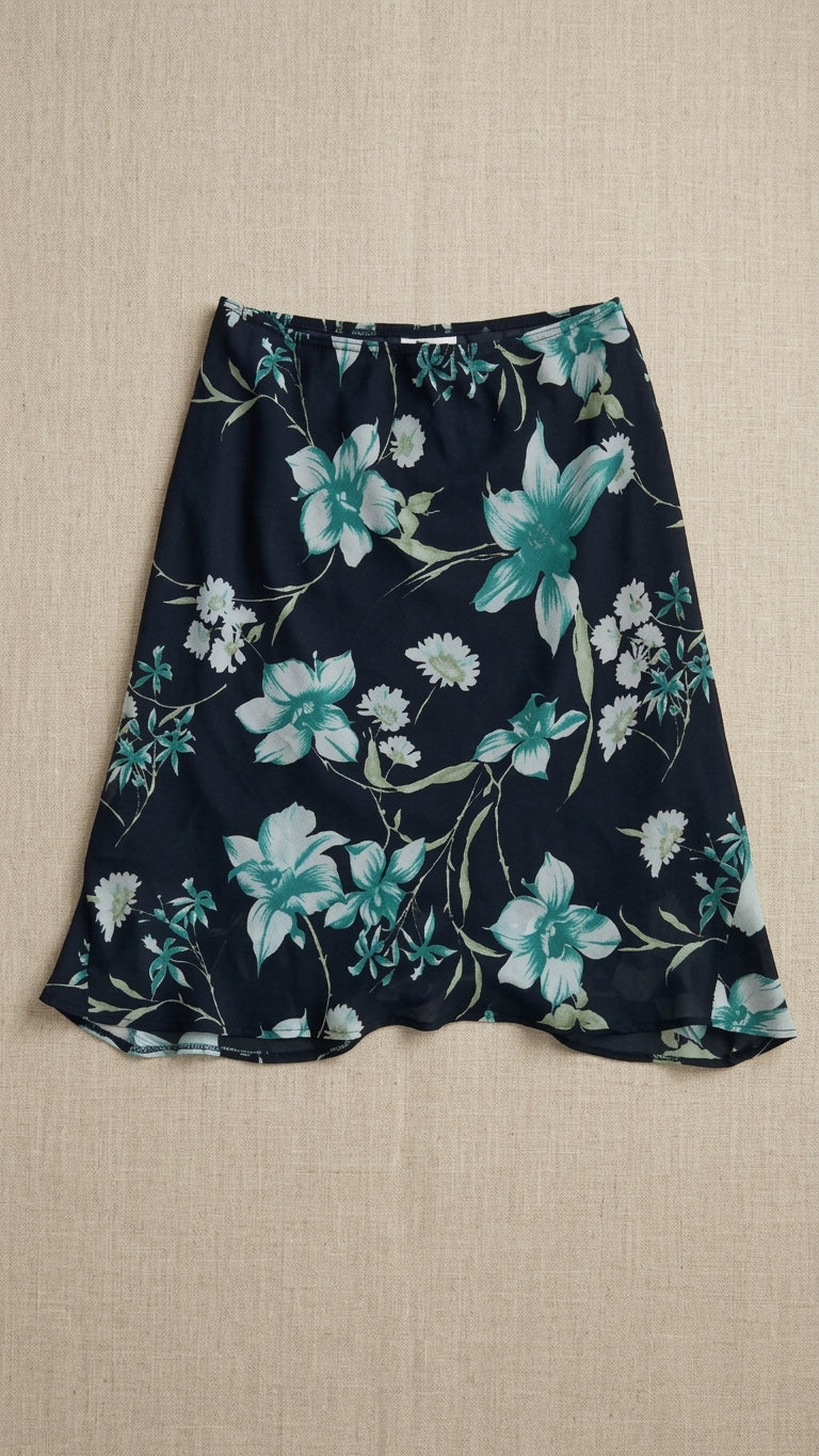 Floral Print Chiffon A-Line Midi Skirt