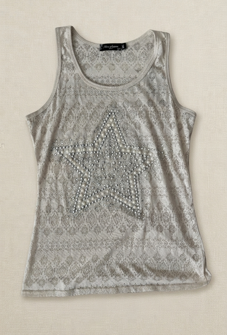 Cream Studded Star Top