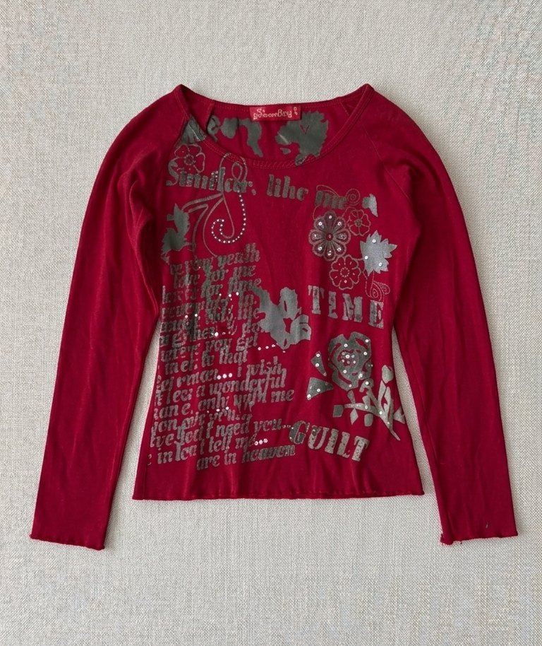 Cherry Red Poetry Graphic Longsleeve