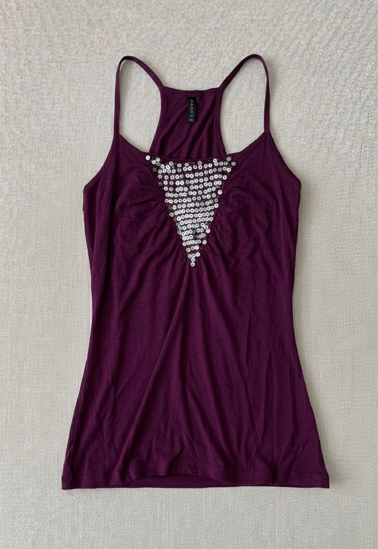 Deep Plum Sequin-V Racerback Tank