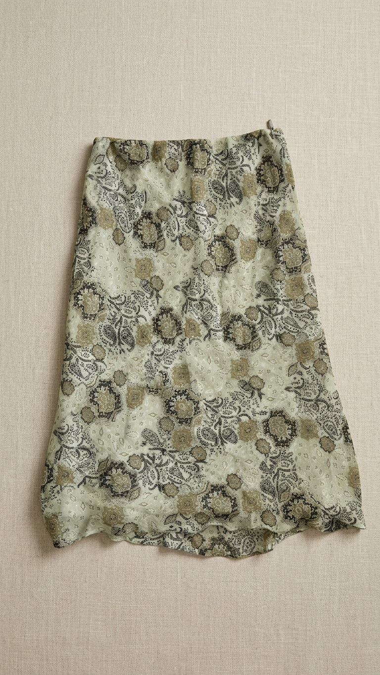 Floral Paisley Chiffon Midi Skirt