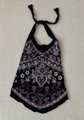 Black Beaded Mandala Heart Halter Top
