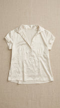Satin Short-Sleeve Henley Blouse