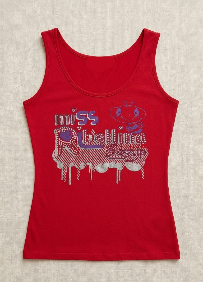 2000s McBling Studded Character Tank Top