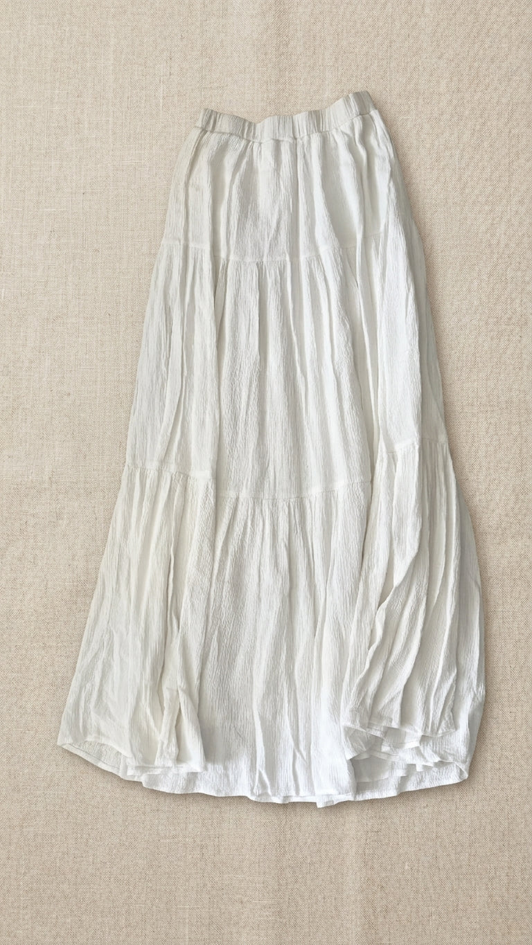 Bohemian Tiered Crinkle Cotton Maxi Skirt