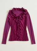 Velvet Dahlia Ruffle Top