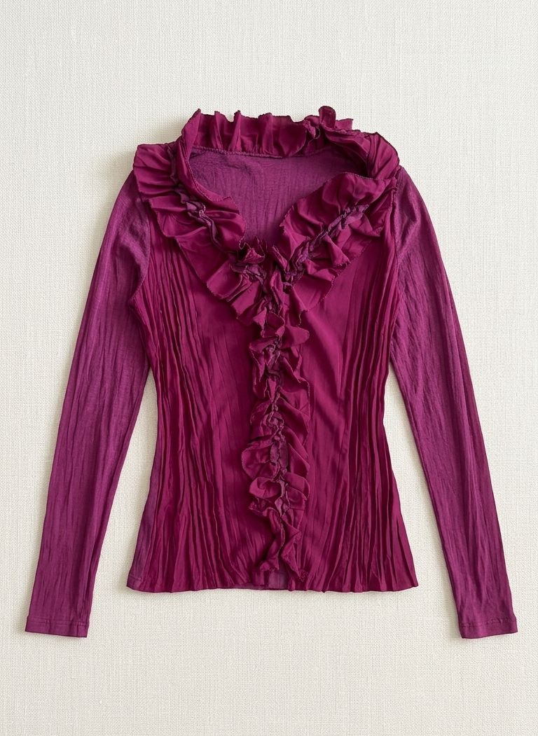 Velvet Dahlia Ruffle Top