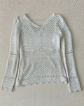 Boho Off-White Pointelle Mesh Knit Longsleeve