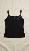 Beaded Sequin Neckline Cami Tank Top